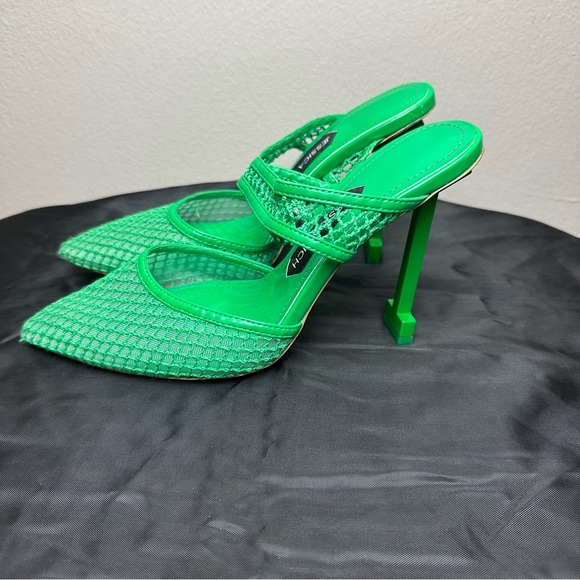 Jessica Rich Green Ysabelle Fishnet Pointed Toe Pump Sz 38- US 7.5 - Picture 2 of 7